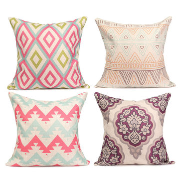 Colorful Geometric Cotton Linen Pillow Cases Home Sofa Office Cushion Cover