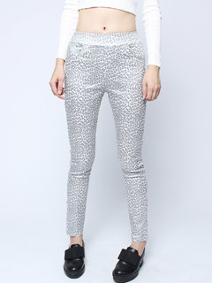 Fashion Silver Leopard Print Slim Pants For Women  Other Image