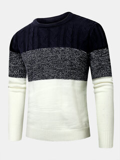 Cable Knit Colorblock Patchwork Sweaters Other Image