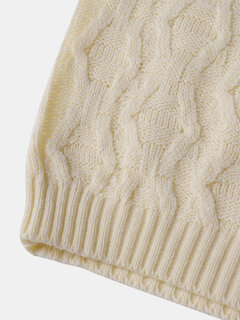 Solid Color Twisted Cable Knit Sweater Other Image