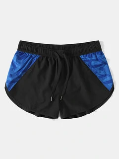 Men Patchwork Lined Quick Dry Activewear Bottoms