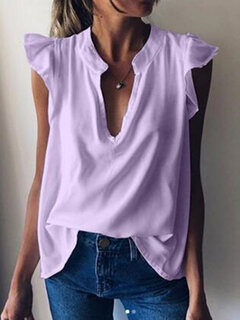 Solid Color Sleeveless Blouse Other Image