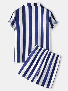 Satin Stripe Revere Button Up Pajamas Other Image