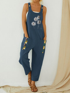 Straps Printed Patchwork Casual Jumpsuit Other Image