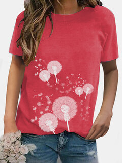 Floral Printed Short Sleeve O-Neck T-shirt Other Image