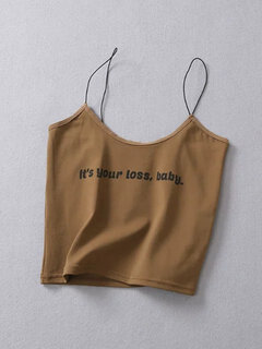Letters Printed Spaghetti Strap Tank Tops Other Image