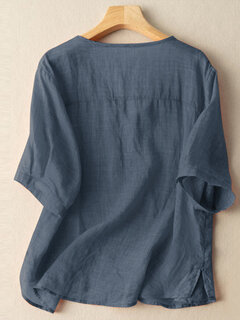 ZANZEA Solid Half Sleeve V-neck Casual Blouse For Women Cheap - NewChic