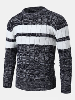 Cable Knit Block Striped Pullover Sweaters Other Image