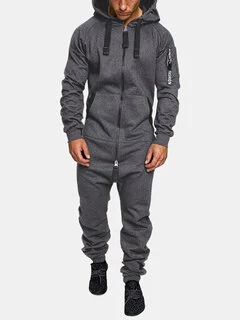 solsikke Walter Cunningham celle ChArmkpR Men Hooded Jumpsuit Overall Double Open Zip Up Jogger Mens Onesie  Sweatsuit Cheap - NewChic