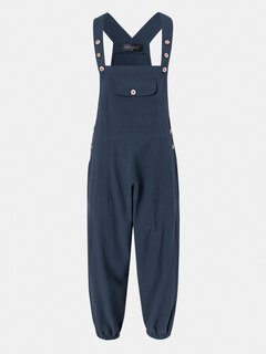 Solid Color Pocket Casual Jumpsuit Other Image