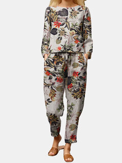 Casual Floral Pattern Cotton Suit Other Image