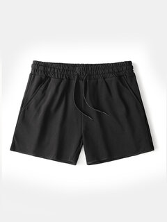 Pure Color Cotton Shorts with Zipper Pockets Other Image