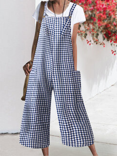 Plaid Wide-legged Jumpsuits Other Image