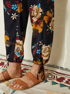 Floral Print Knotted Bohemian Pants Other Image