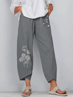 Flower Print Casual Pants Other Image