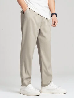 Mens Solid Color Button Design Daily Trousers With Pocket