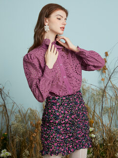 Crochet Lace Hollow Ruffle Blouse Other Image