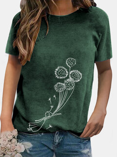 Floral Printed O-Neck T-shirt Other Image