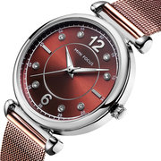 ساعة يد نسائية أنيقة بتصميم شبكي من الفولاذ والكريستال للسيدات كوارتز Watch Other Image