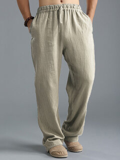 Comfortable Cotton Linen Pants for Men Summer Beach Loose Drawstring Trousers Sleep Lounge Pajamas Bottoms,a43 