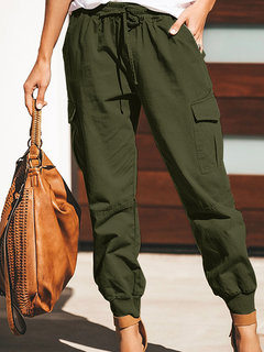 Fashion Solid Color Pocket Cargo Pants Other Image