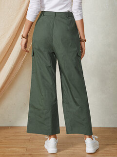 Solid Color Pocket Cargo Pants Other Image