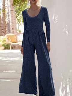 Solid Color Casual Loose Jumpsuit Other Image