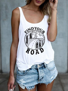 Letter Print Tank Tops Other Image