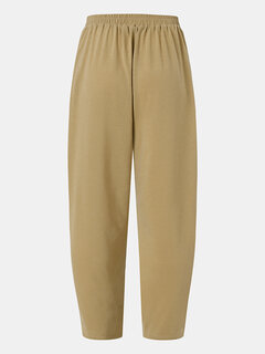 Solid Color Pleated Casual Pants Other Image