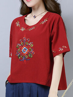 Floral Embroidery Loose Tribal T-shirt Other Image
