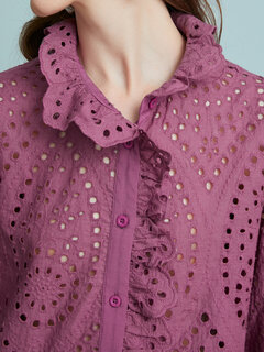 Crochet Lace Hollow Ruffle Blouse Other Image