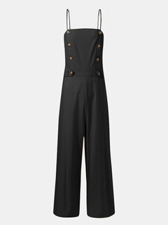 Pleated Adjustable Button Zipper Jumpsuit Other Image