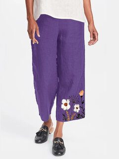 Flower Embroidery Casual Pants Other Image