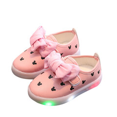 Filles Bowknot Decor LED Hook Loop Casual Chaussures plates