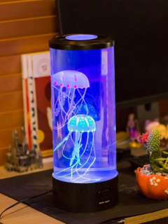 Jellyfish Lamp Tank Aquarium LED Light Tabletop Desk Elegant Relaxing Color Wate 