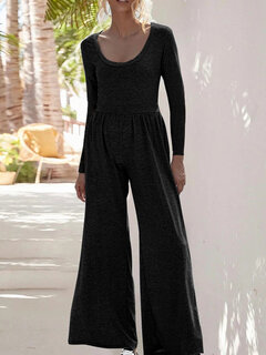 Solid Color Casual Loose Jumpsuit Other Image