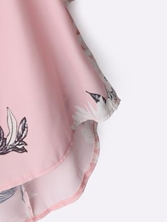 Chiffon Floral Print Elastic Off Shoulder Half Sleeve Women Blouse Other Image