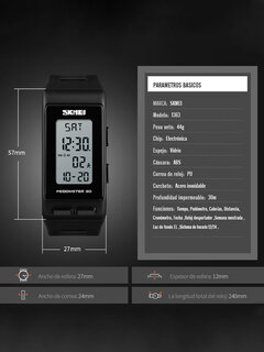 5 ألوان مستطيل يتصل Sports رقمي Watch مضيئة ضد للماء متعددة الوظائف Watch Other Image