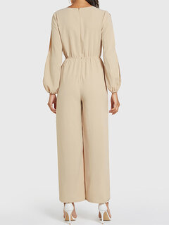 Solid Color Hollow Casual Jumpsuit Other Image
