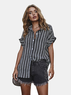 Loose Casual Stripe Shirt Other Image