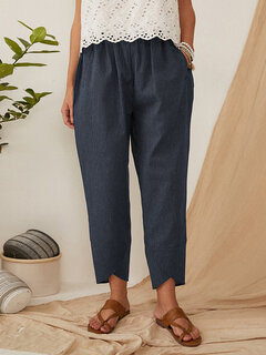 Striped Elastic Waist Pants Other Image