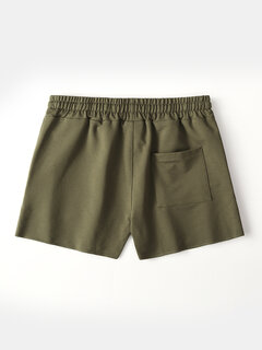 Pure Color Cotton Shorts with Zipper Pockets Other Image