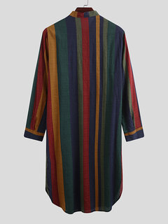 Multi Color Striped Button Up Length Robes Other Image