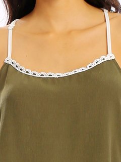 Women Sexy Lace Stitching Camisole O Neck Tops Other Image