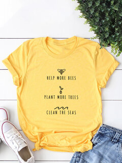 Cartoon Letter Print T-shirt Other Image