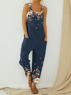 Floral Print Straps Casual Jumpsuit Other Image