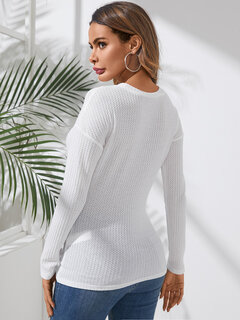 Solid Long Sleeve Twisted T-shirt Other Image