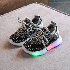 Unisexe Kids Mesh Fabric Respirant Soft Sole LED Casual Sneakers