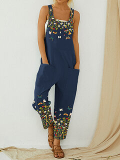 Butterfly Flower Print Strap Jumpsuit Other Image