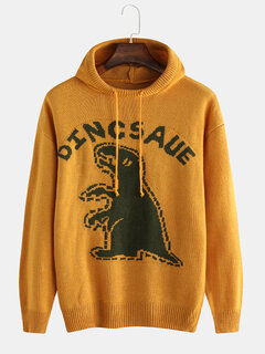 Cartoon Dinosaur Knitted Hooded Sweater Other Image